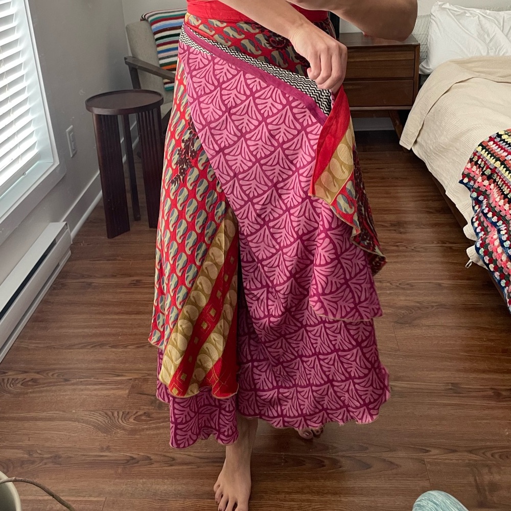 Layered wrap skirt